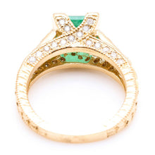 Load image into Gallery viewer, 2.60 Carats Natural Emerald and Diamond 14K Solid Yellow Gold Ring