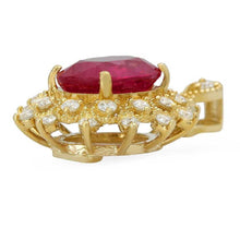 Load image into Gallery viewer, 6.70Ct Natural Red Ruby and Natural Diamond 14K Solid Yellow Gold Necklace