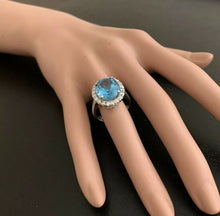 Load image into Gallery viewer, 11.00 Carats Impressive Natural Swiss Blue Topaz and Diamond 14K Solid White Gold Ring
