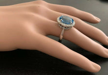 Load image into Gallery viewer, 11.00 Carats Impressive Natural Swiss Blue Topaz and Diamond 14K Solid White Gold Ring