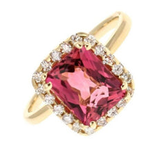 Load image into Gallery viewer, 3.35 Carats Natural Very Nice Looking Tourmaline and Diamond 14K Solid Yellow Gold Ring