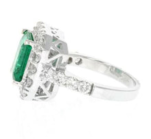 Load image into Gallery viewer, 4.30 Carats Natural Emerald and Diamond 14K Solid White Gold Ring