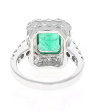 Load image into Gallery viewer, 4.30 Carats Natural Emerald and Diamond 14K Solid White Gold Ring