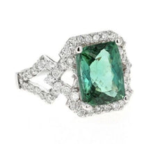 Load image into Gallery viewer, 4.95 Carats Natural Very Nice Looking Green Tourmaline and Diamond 14K Solid White Gold Ring