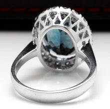 Load image into Gallery viewer, 9.90 Carats Natural Impressive London Blue Topaz and Diamond 14K White Gold Ring