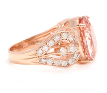 Load image into Gallery viewer, 10.15 Carats Exquisite Natural Morganite and Diamond 14K Solid Rose Gold Ring