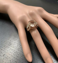 Load image into Gallery viewer, 10.15 Carats Exquisite Natural Morganite and Diamond 14K Solid Rose Gold Ring