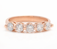 Load image into Gallery viewer, Splendid 0.85 Carats Natural Diamond 14K Solid Rose Gold Ring