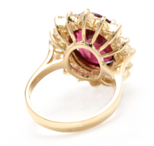 Load image into Gallery viewer, 8.50 Carats Natural Very Nice Looking Tourmaline and Diamond 14K Solid Yellow Gold Ring