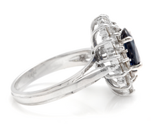Load image into Gallery viewer, 3.00 Carats Natural Blue Sapphire and Diamond 14K Solid White Gold Ring