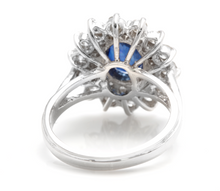 Load image into Gallery viewer, 3.00 Carats Natural Blue Sapphire and Diamond 14K Solid White Gold Ring