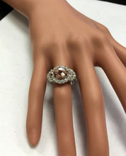 Load image into Gallery viewer, 5.25 Carats Exquisite Natural Peach Morganite and Diamond 18K Solid White Gold Ring