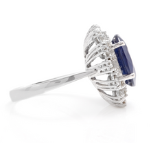 Load image into Gallery viewer, 7.20 Carats Natural Sapphire and Diamond 18K Solid White Gold Ring