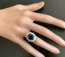 Load image into Gallery viewer, 7.20 Carats Natural Sapphire and Diamond 18K Solid White Gold Ring