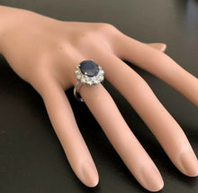 Load image into Gallery viewer, 7.20 Carats Natural Sapphire and Diamond 18K Solid White Gold Ring