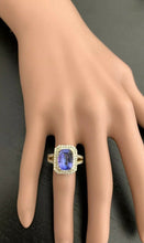Load image into Gallery viewer, 5.50 Carats Natural Very Nice Looking Tanzanite and Diamond 14K Solid Yellow Gold Ring