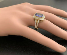 Load image into Gallery viewer, 5.50 Carats Natural Very Nice Looking Tanzanite and Diamond 14K Solid Yellow Gold Ring