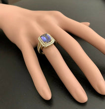 Load image into Gallery viewer, 5.50 Carats Natural Very Nice Looking Tanzanite and Diamond 14K Solid Yellow Gold Ring