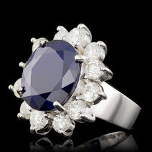 Load image into Gallery viewer, 9.80 Carats Natural Sapphire and Diamond 14K Solid White Gold Ring