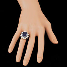 Load image into Gallery viewer, 9.80 Carats Natural Sapphire and Diamond 14K Solid White Gold Ring