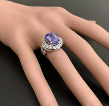 Load image into Gallery viewer, 6.50 Carats Natural Very Nice Looking Tanzanite and Diamond 14K Solid White Gold Ring