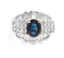 Load image into Gallery viewer, 3.46 Carats Exquisite Natural Blue Sapphire and Diamond 18K Solid White Gold Ring