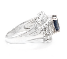 Load image into Gallery viewer, 3.46 Carats Exquisite Natural Blue Sapphire and Diamond 18K Solid White Gold Ring