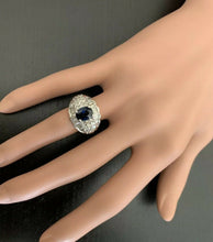 Load image into Gallery viewer, 3.46 Carats Exquisite Natural Blue Sapphire and Diamond 18K Solid White Gold Ring