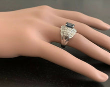 Load image into Gallery viewer, 3.46 Carats Exquisite Natural Blue Sapphire and Diamond 18K Solid White Gold Ring
