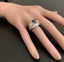 Load image into Gallery viewer, 3.46 Carats Exquisite Natural Blue Sapphire and Diamond 18K Solid White Gold Ring
