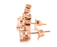 Load image into Gallery viewer, Exquisite 2.30 Carats Natural Morganite and Diamond 14K Solid Rose Gold Stud Earrings