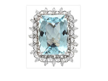 Load image into Gallery viewer, 14.80 Carats Natural Aquamarine and Diamond 14K Solid White Gold Ring