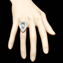 Load image into Gallery viewer, 7.20 Carats Natural Gorgeous Aquamarine and Diamond 14K Solid White Gold Ring