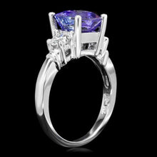 Load image into Gallery viewer, 3.40 Carats Natural Tanzanite and Diamond 14K Solid White Gold Ring
