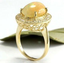 Load image into Gallery viewer, 5.10 Carats Natural Impressive Ethiopian Opal and Diamond 14K Solid Yellow Gold Ring
