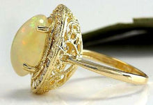 Load image into Gallery viewer, 5.10 Carats Natural Impressive Ethiopian Opal and Diamond 14K Solid Yellow Gold Ring
