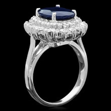 Load image into Gallery viewer, 6.00 Carats Exquisite Natural Blue Sapphire and Diamond 14K Solid White Gold Ring