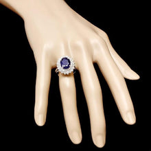 Load image into Gallery viewer, 6.00 Carats Exquisite Natural Blue Sapphire and Diamond 14K Solid White Gold Ring