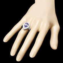 Load image into Gallery viewer, 3.70 Carats Natural Tanzanite and Diamond 14K Solid White Gold Ring