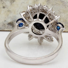 Load image into Gallery viewer, 5.55 Carats Exquisite Natural Blue Sapphire and Diamond 14K Solid White Gold Ring