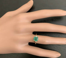 Load image into Gallery viewer, 1.08 Carats Natural Emerald and Diamond 14K Solid Yellow Gold Ring