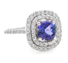 Load image into Gallery viewer, 2.60 Carats Natural Very Nice Looking Tanzanite and Diamond 14K Solid White Gold Ring