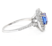 Load image into Gallery viewer, 2.60 Carats Natural Very Nice Looking Tanzanite and Diamond 14K Solid White Gold Ring