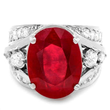 Load image into Gallery viewer, 13.10 Carats Impressive Natural Red Ruby and Diamond 14K White Gold Ring