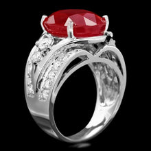 Load image into Gallery viewer, 13.10 Carats Impressive Natural Red Ruby and Diamond 14K White Gold Ring