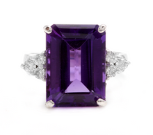Load image into Gallery viewer, 8.35 Carats Natural Impressive Amethyst and Diamond 14K White Gold Ring