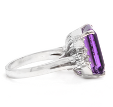 Load image into Gallery viewer, 8.35 Carats Natural Impressive Amethyst and Diamond 14K White Gold Ring