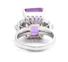 Load image into Gallery viewer, 8.35 Carats Natural Impressive Amethyst and Diamond 14K White Gold Ring