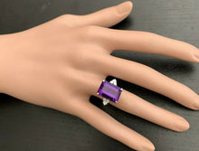 Load image into Gallery viewer, 8.35 Carats Natural Impressive Amethyst and Diamond 14K White Gold Ring