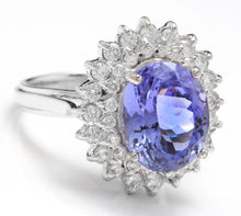 Load image into Gallery viewer, 6.35 Carats Natural Very Nice Looking Tanzanite and Diamond 14K Solid White Gold Ring